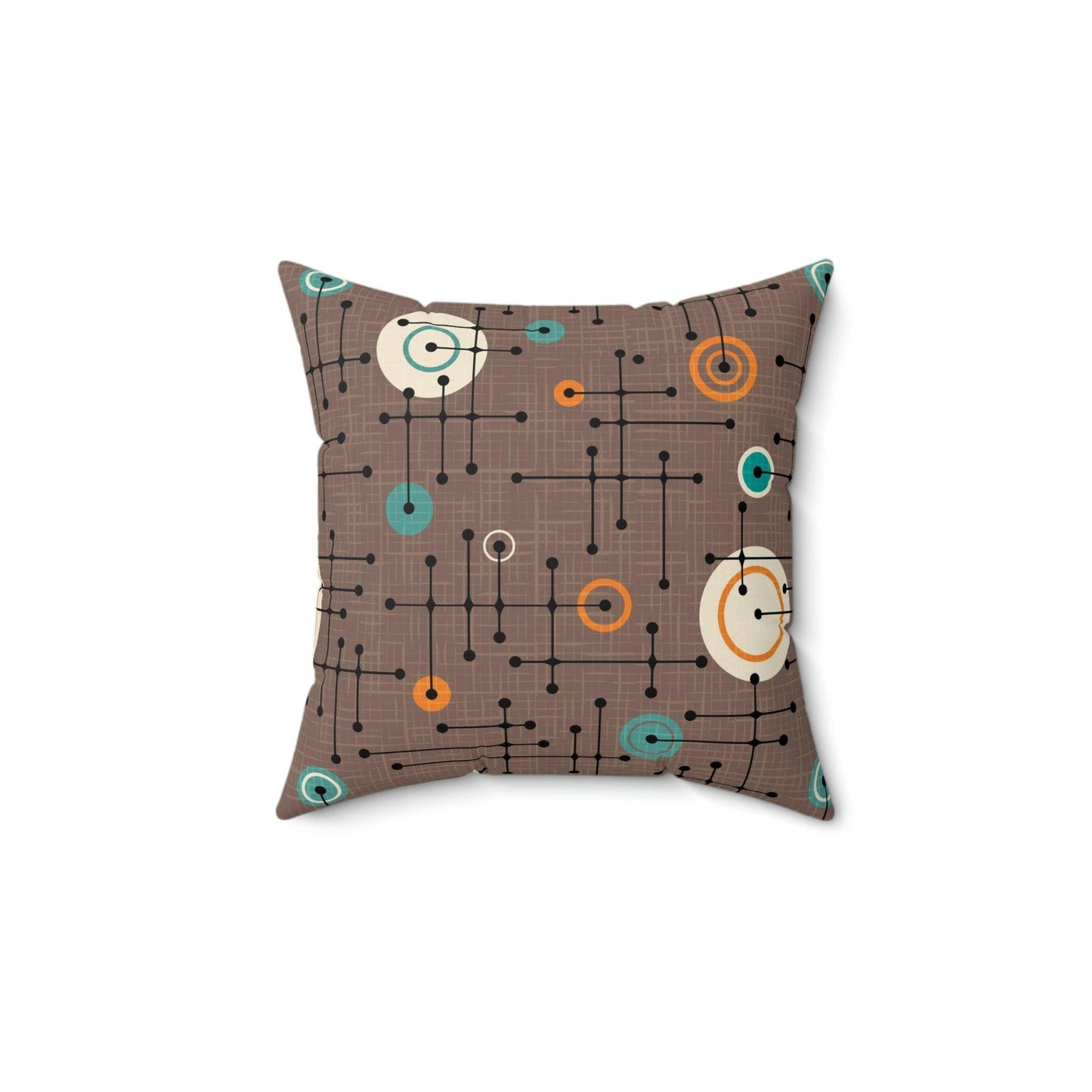 Retro 50s Mid Century Lines Eames Inspired Brown Pillow | lovevisionkarma.com