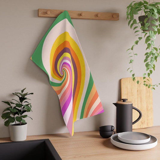 Retro 60s Candy Swirl Groovy Kitchen Tea Towel | lovevisionkarma.com