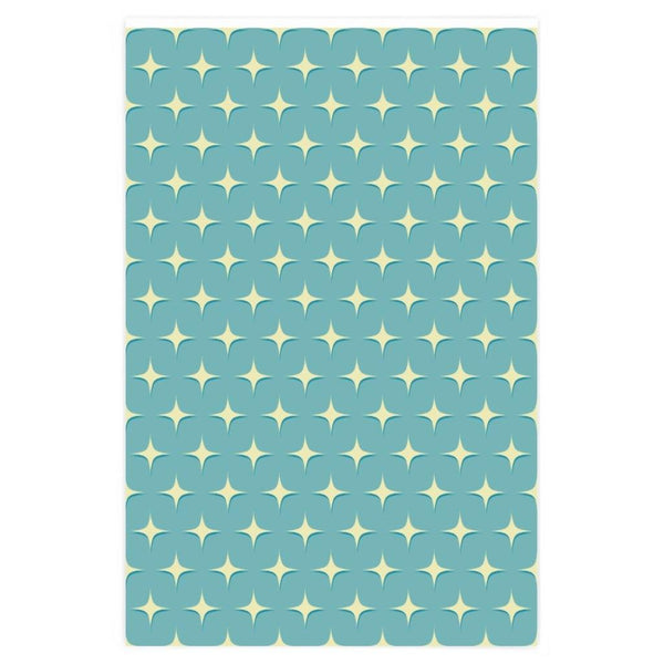 Retro Atomic Starburst Blue & Off-White Gift Wrapping Paper | lovevisionkarma.com