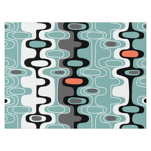 Retro Abstract Blue, Black & Orange Mid Century Mod Anti-Slip Rug | lovevisionkarma.com