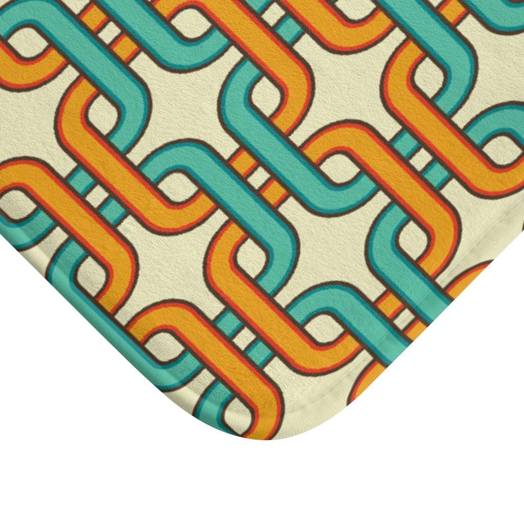 Retro 60's Links Mid Century Blue & Orange Bath Mat | lovevisionkarma.com