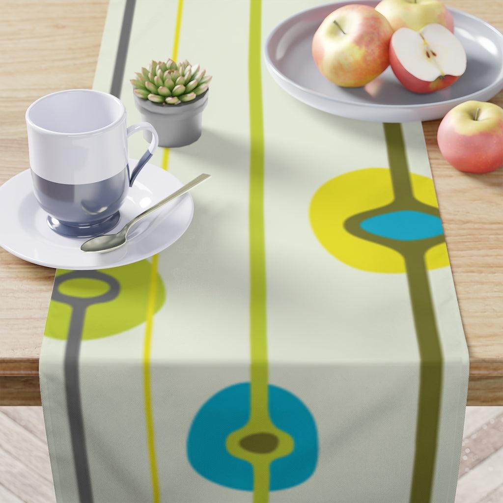 Mid Century Table Runner Abstract MCM Green/Blue Retro Table Linens | lovevisionkarma.com