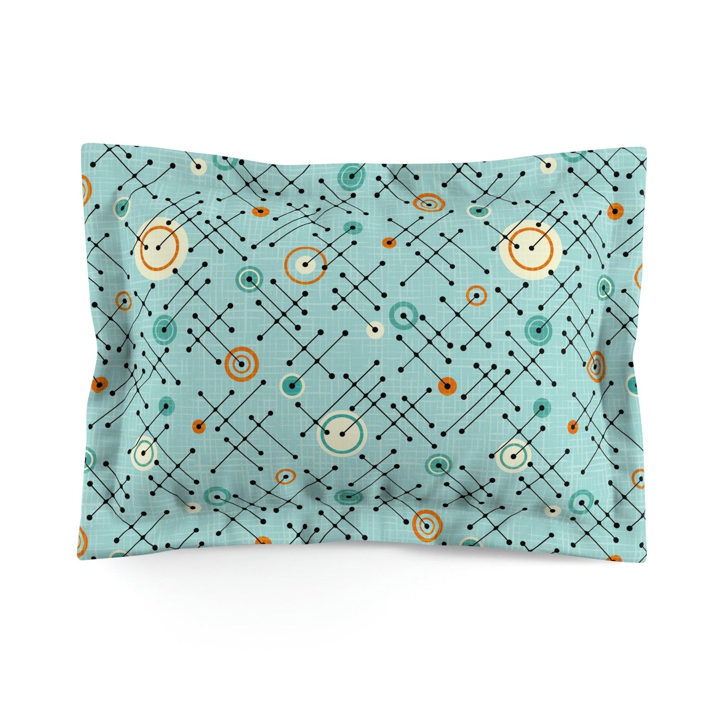 Retro 50s Lines Eames Inspired Mid Century Blue Pillow Sham | lovevisionkarma.com