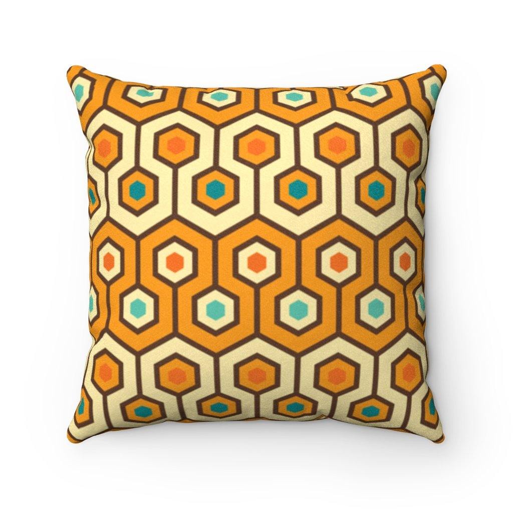 Retro 60's Mid Century Mod Hexagon Orange Pillow | lovevisionkarma.com