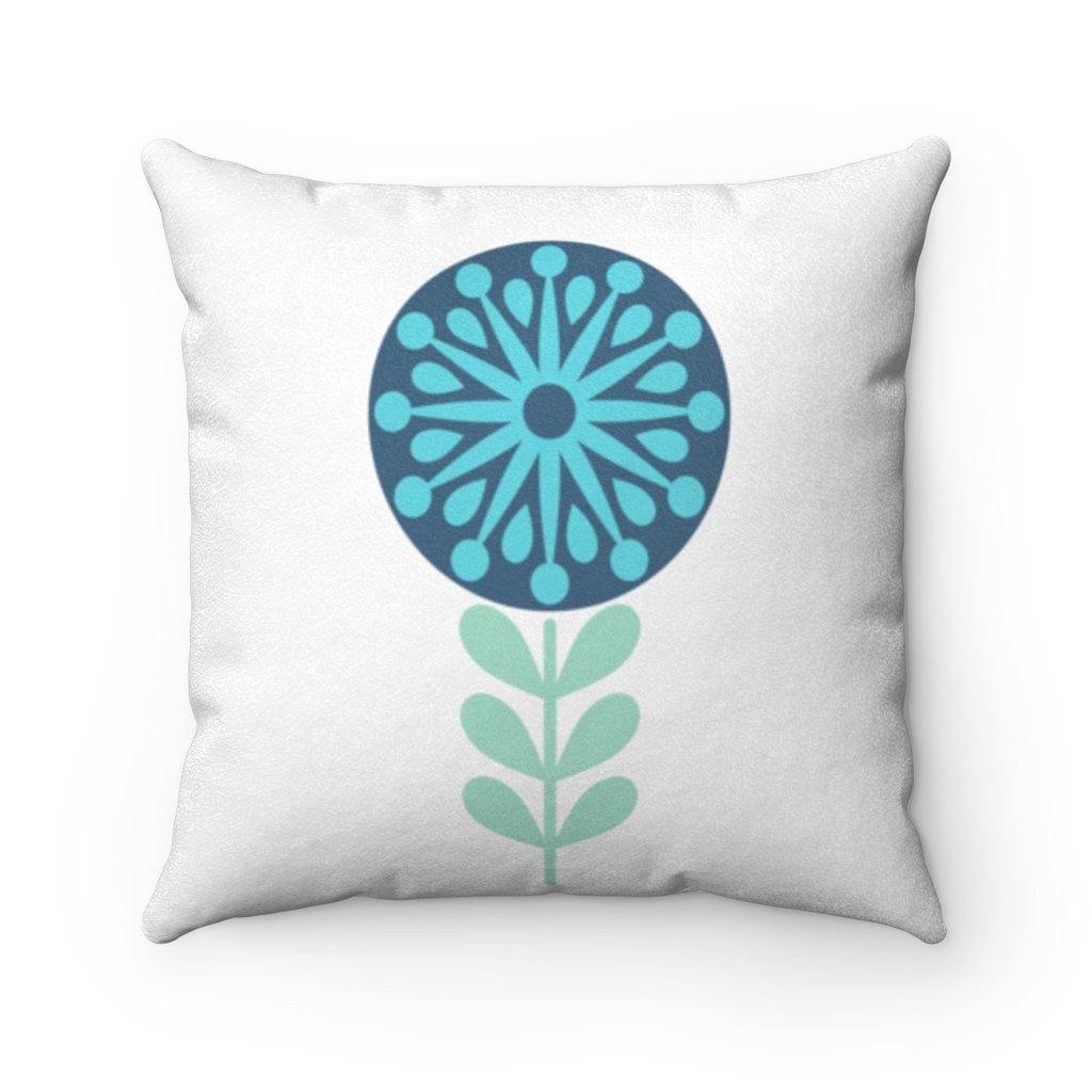 Scandinavian Mid Century Danish Floral Blue Dandelion Pillow | lovevisionkarma.com