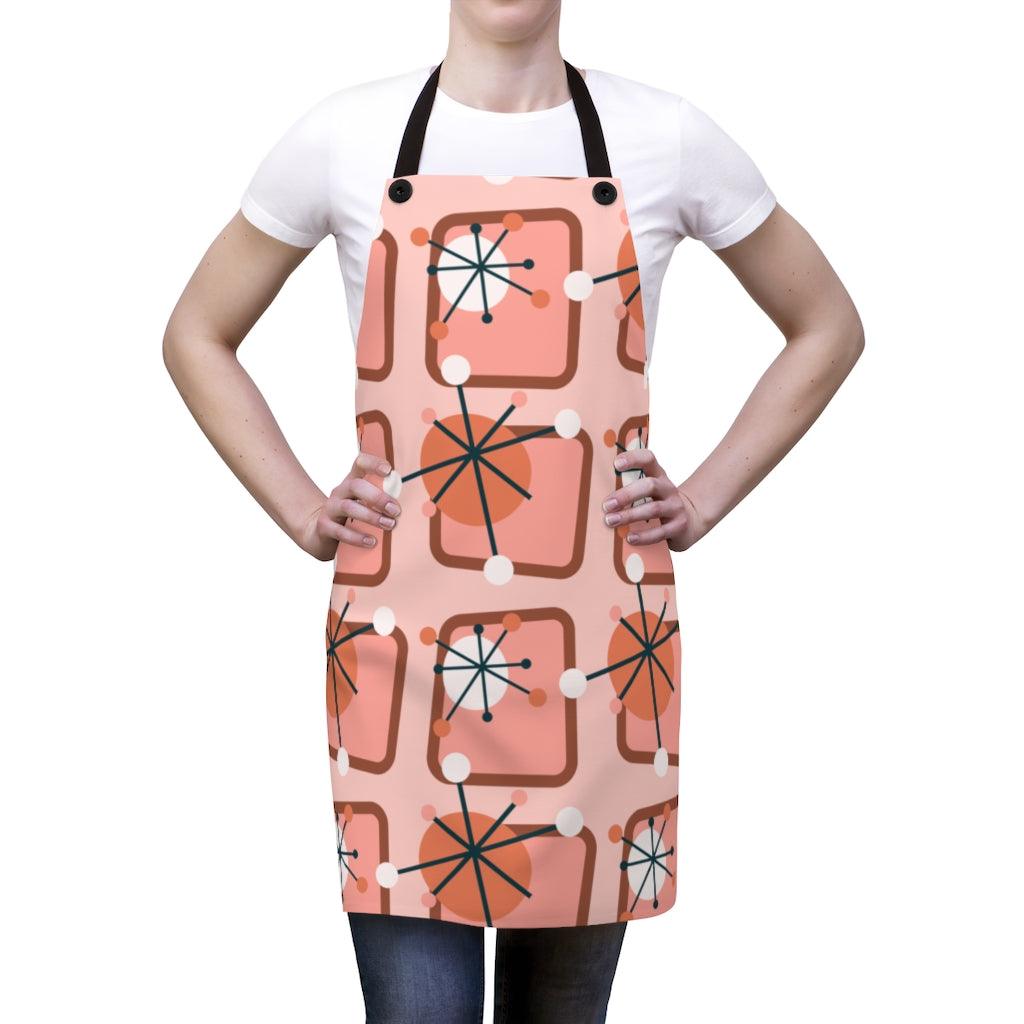 Atomic Burst Pink Mid Century Modern Apron | lovevisionkarma.com