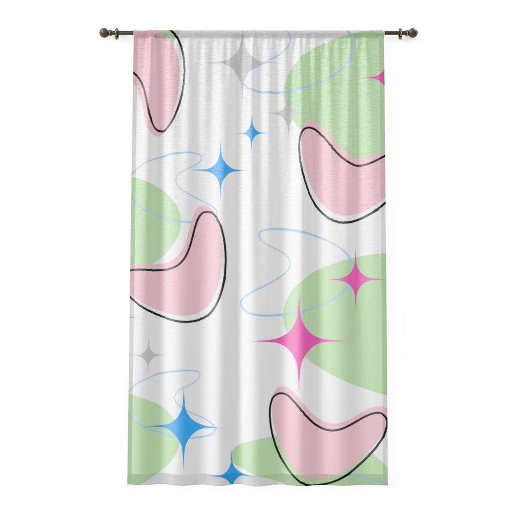 Retro MCM Atomic Burst & Boomerang Multicolor Sheer Window Curtain | lovevisionkarma.com