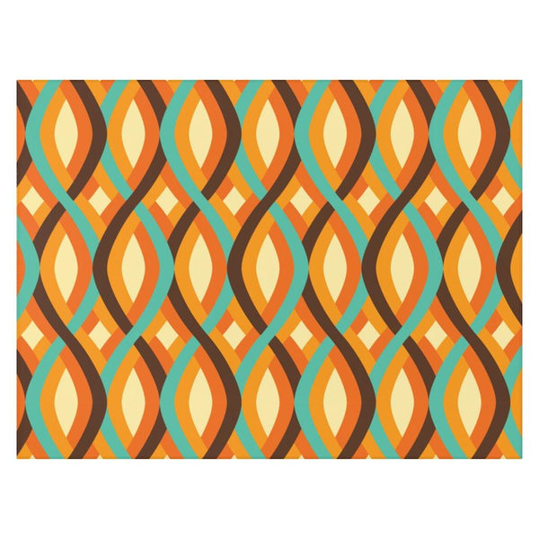 Retro Mid Century Wavy Lines Brown & Orange Non-Slip Rug | lovevisionkarma.com