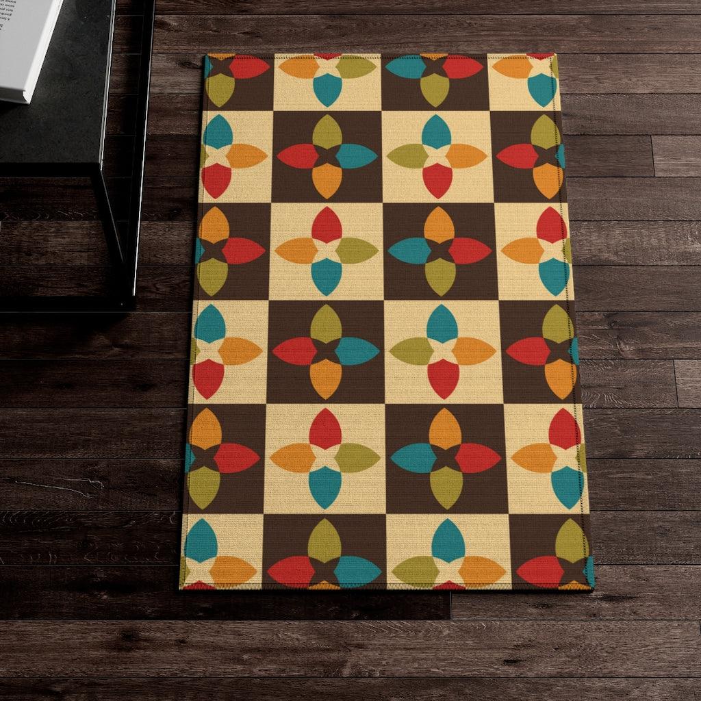 Retro 60s, 70s Mid Century Mod Multicolor Anti-Slip Rug | lovevisionkarma.com