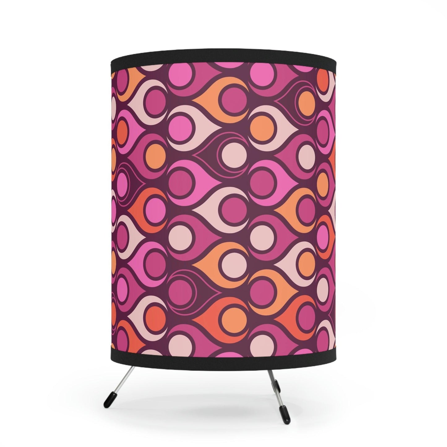 Groovy Mid Century Mod Purple, Magenta & Orange Hippie Tripod Table Lamp | lovevisionkarma.com