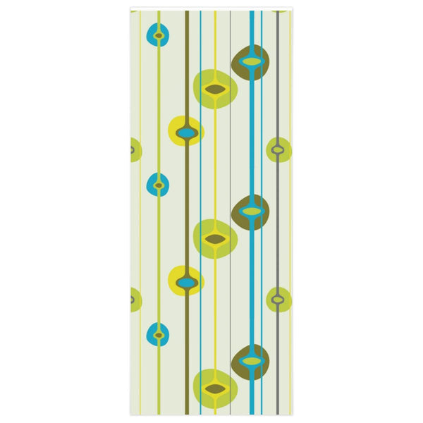 Retro 1950's Orbs and Lines Green and Blue MCM Gift Wrapping Paper | lovevisionkarma.com