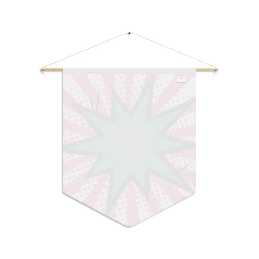 Bold Manifestation Affirmation Pink, Teal & White Wall Pennant | lovevisionkarma.com