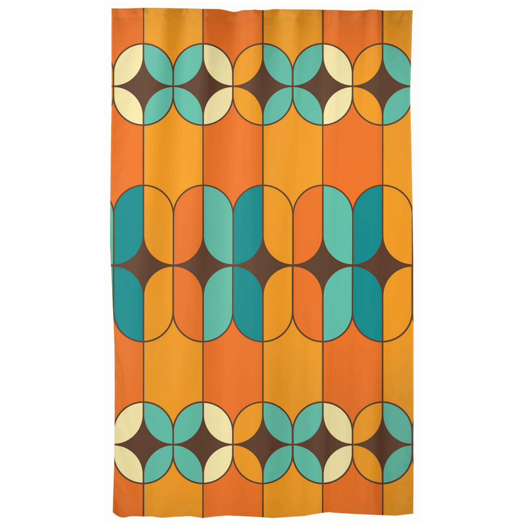 MCM Retro Geometric Orange & Teal Curtains | lovevisionkarma.com