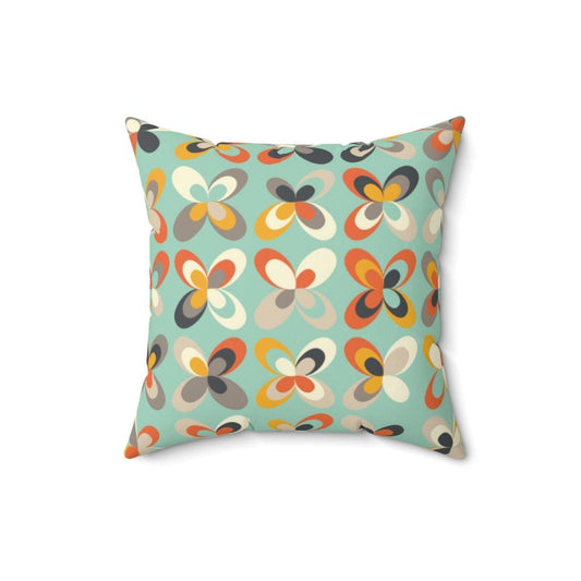 Retro Mid Century Danish Flower Petals Mint Green Pillow | lovevisionkarma.com