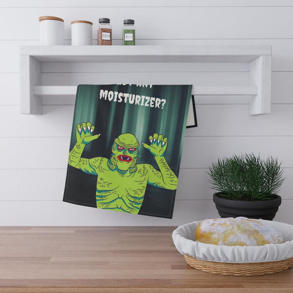 Retro Creature from the Black Lagoon, Funny Monster Halloween MCM Kitchen Tea Towel | lovevisionkarma.com
