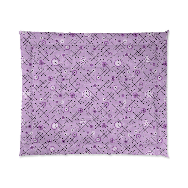 Retro 50s Eames Inspired Lines MCM Purple Comforter | lovevisionkarma.com