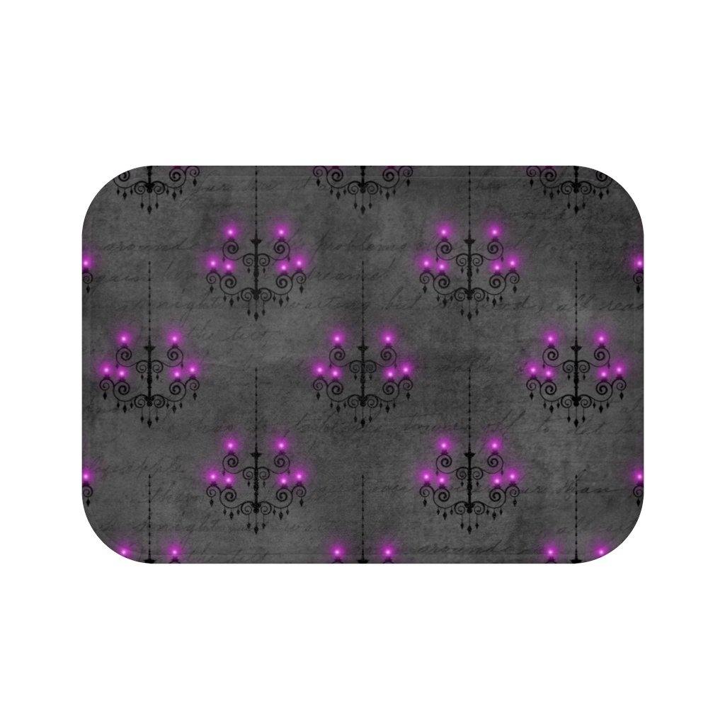 Eerie Chandeliers Purple & Grey Glam Goth Halloween Bath Mat | lovevisionkarma.com