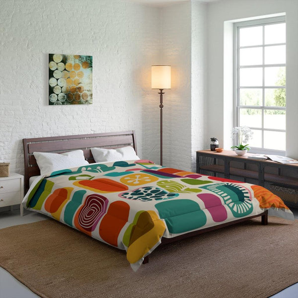 50s 60s Mid Century Modern Vibrant Abstract Comforter | lovevisionkarma.com
