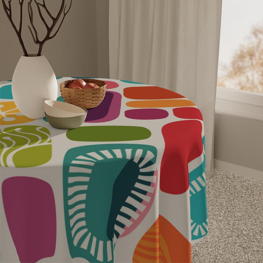 Retro 50s, 60s MCM Abstract Colorful Tablecloth | lovevisionkarma.com