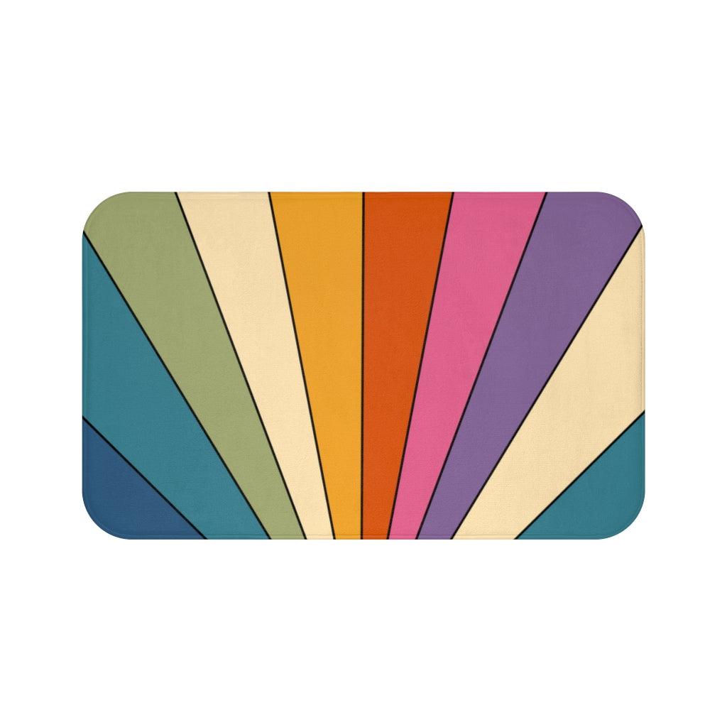 Retro Rainbow Burst Colorful MCM Bath Mat | lovevisionkarma.com