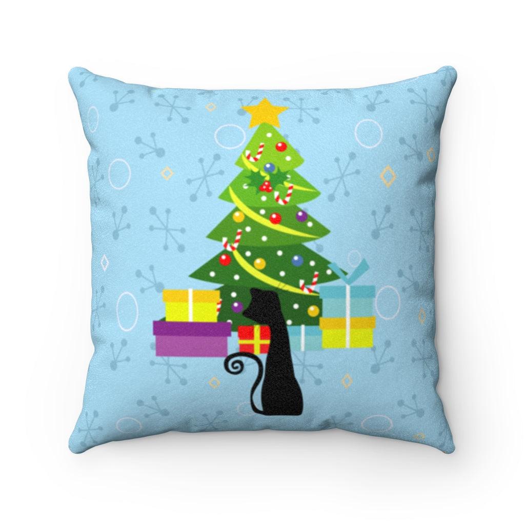 Retro Atomic Cat Mid Century Modern Multicolor Christmas Pillow | lovevisionkarma.com