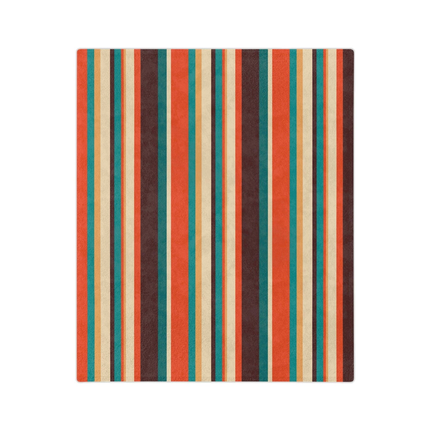 Retro 60s 70s Mid Century Stripes Brown, Orange & Cream Velveteen Minky Blanket | lovevisionkarma.com