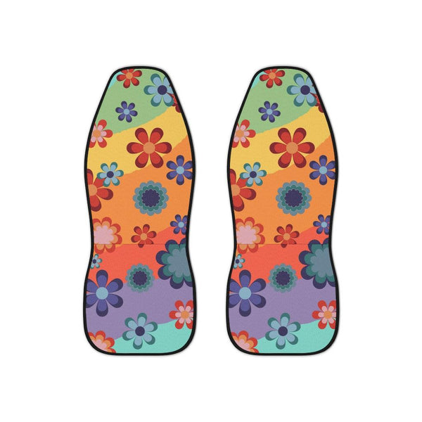 Cute and Groovy Hippie Flowers Rainbow Car Seat Covers | lovevisionkarma.com