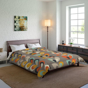 Retro Mid Century Danish Leaves Gray Comforter | lovevisionkarma.com