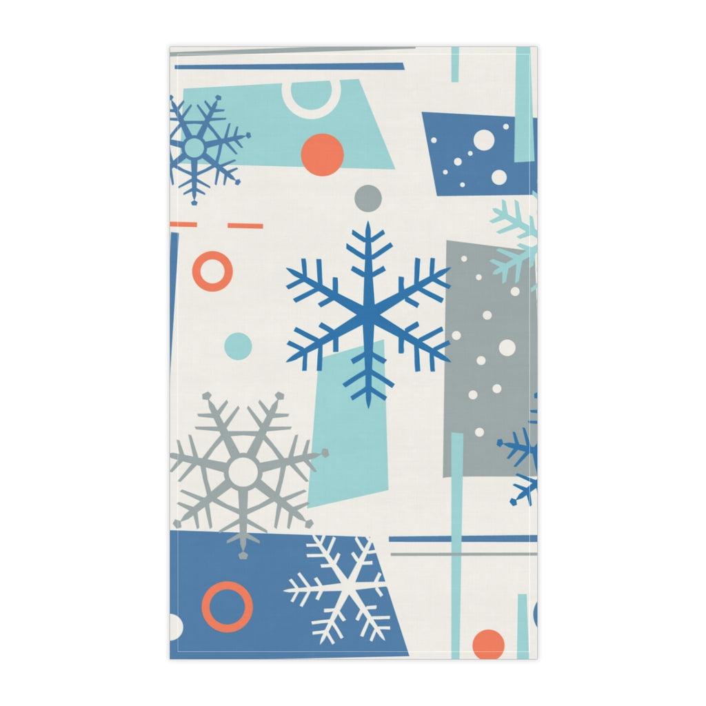 Retro Mod Snowflake Christmas Kitchen Tea Towel | lovevisionkarma.com