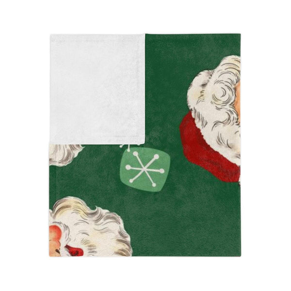 Vintage Santa MCM Style Green Velveteen Minky Blanket | lovevisionkarma.com