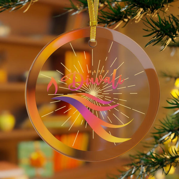 Happy Diwali, Festival of Lights Diwali Home Decor, Glass Ornament | lovevisionkarma.com