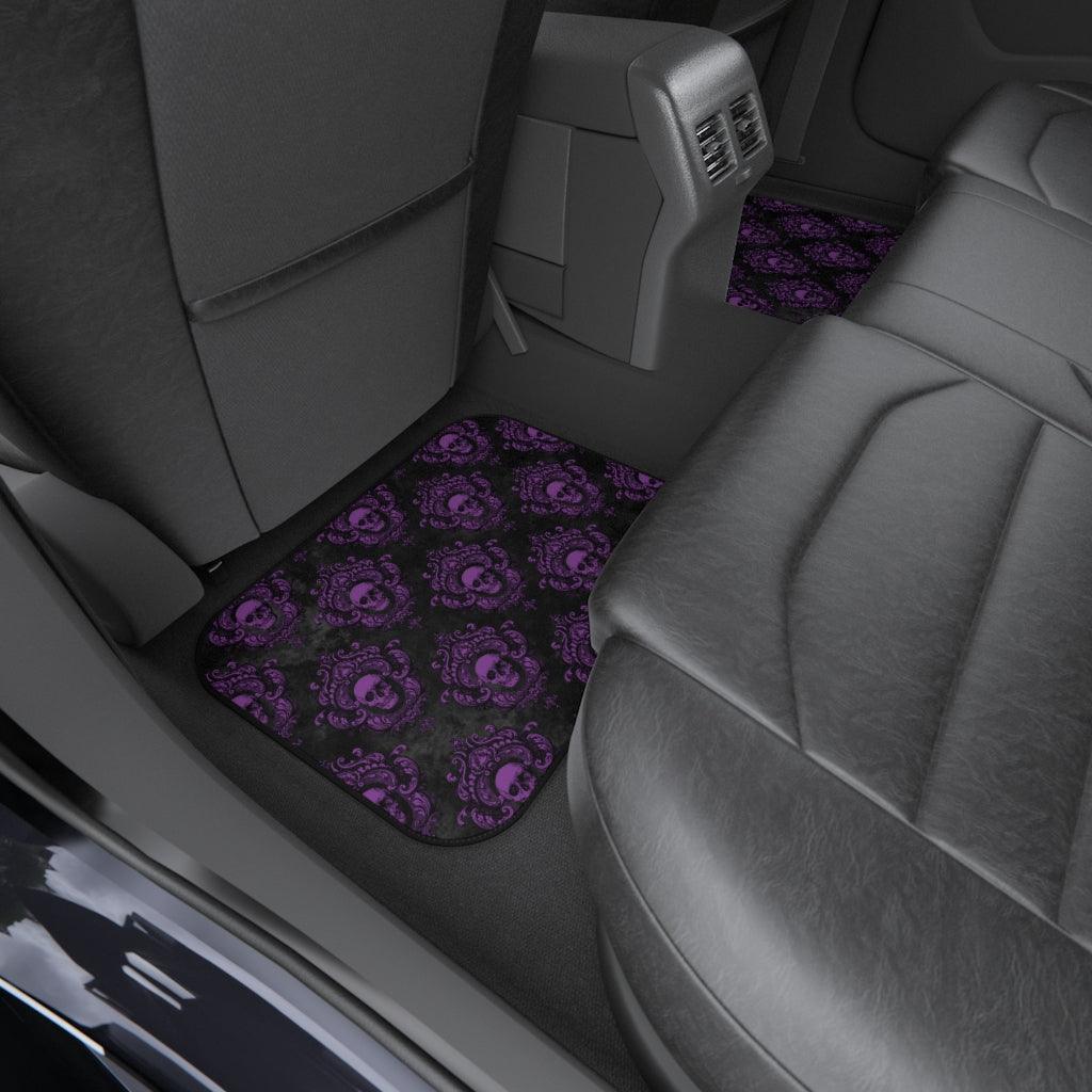 Glam Goth Skulls Purple & Black Car Mats (Set of 4) | lovevisionkarma.com