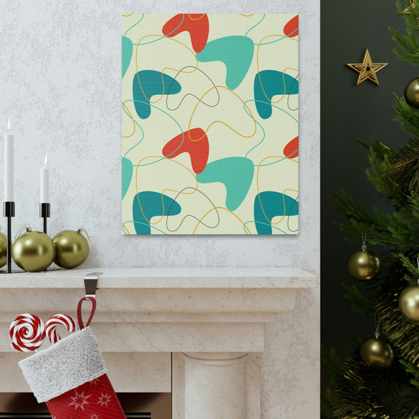 Retro 50s Atomic Boomerang Mid Century Mod, Canvas Gallery Wrap Wall Art | lovevisionkarma.com