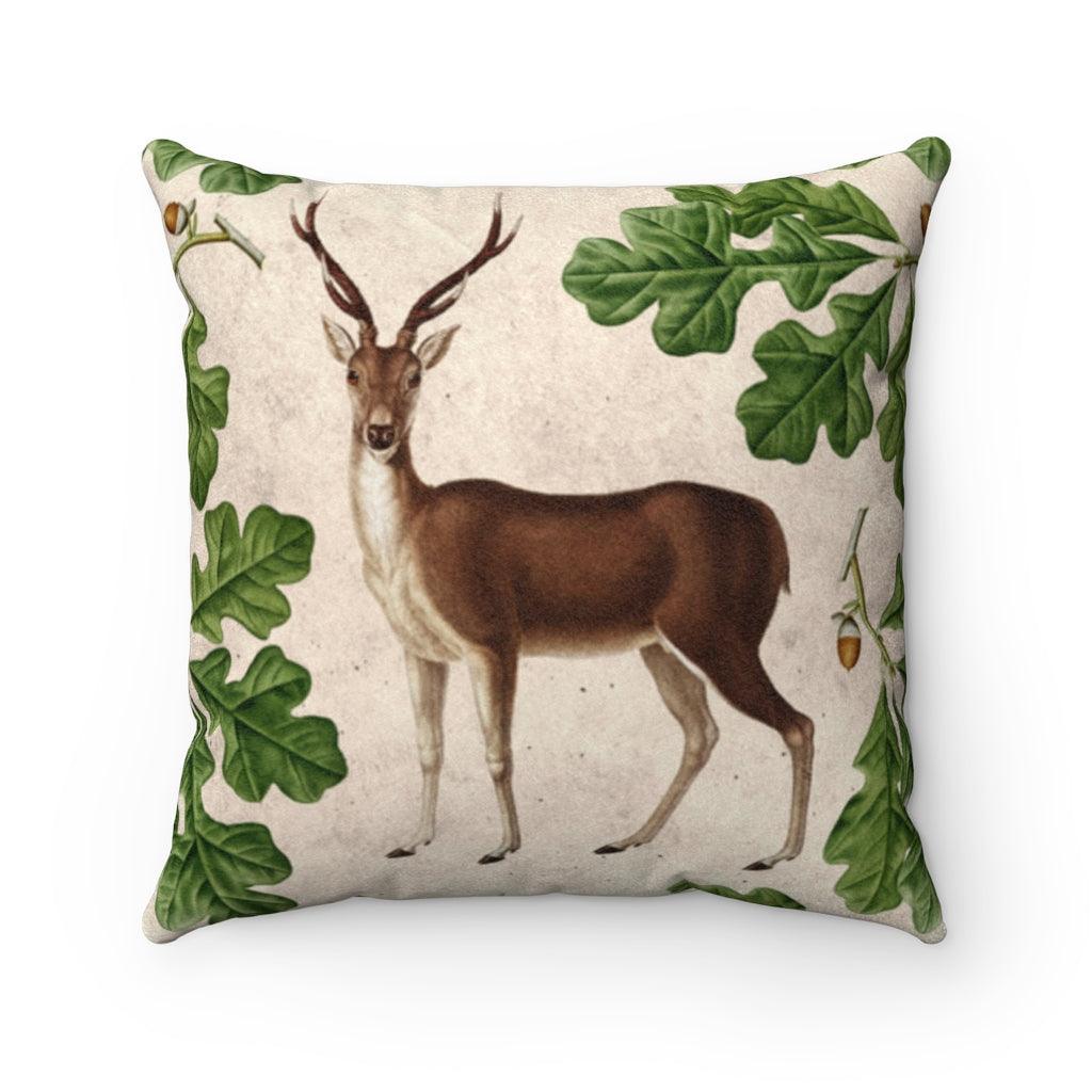 Vintage Buck Cottagecore Multicolor Woodland Pillow | lovevisionkarma.com