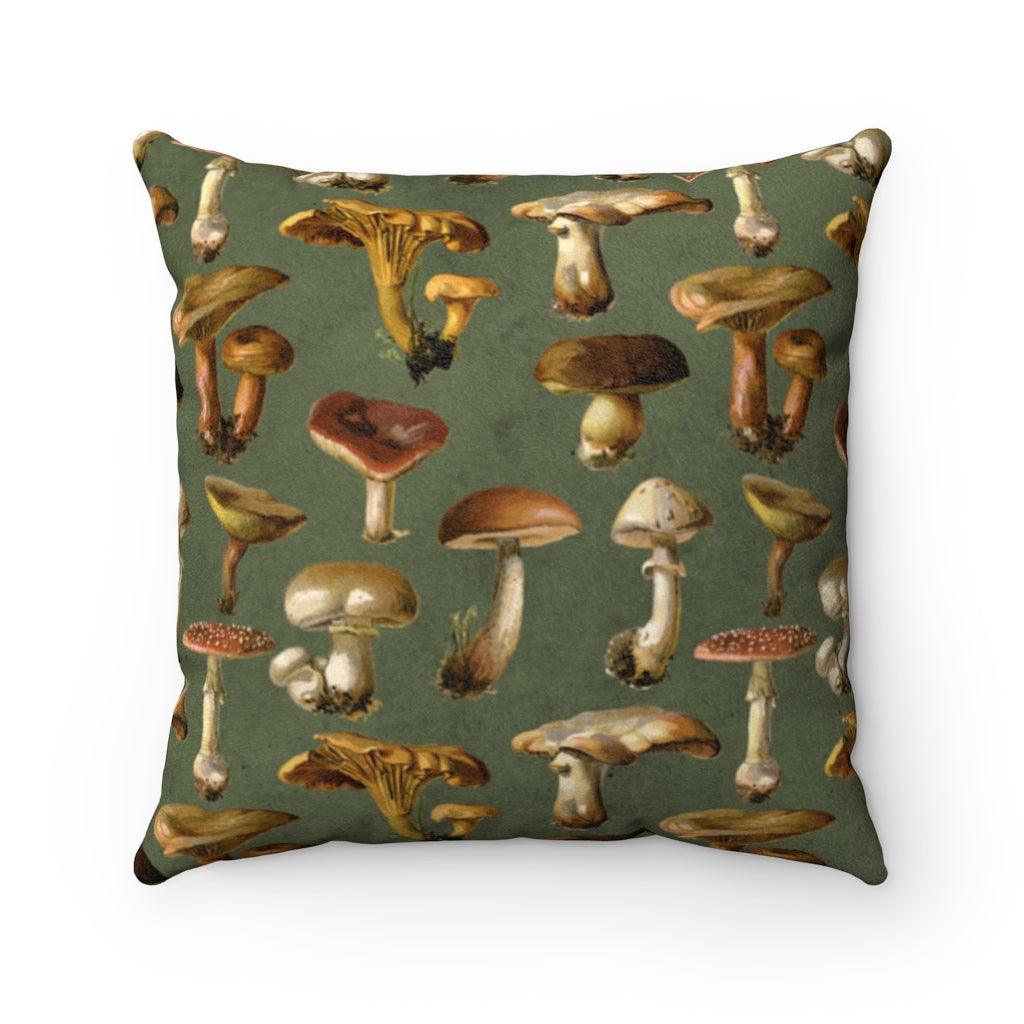 Vintage Mushrooms Multicolor Cottagecore Pillow | lovevisionkarma.com