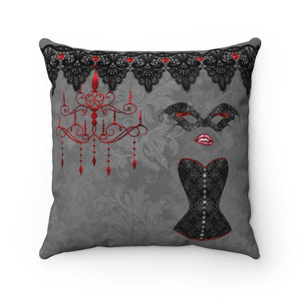 Vampire Boudoir Valentine's/Halloween Pillow Grey & Black Glam Goth Decor | lovevisionkarma.com