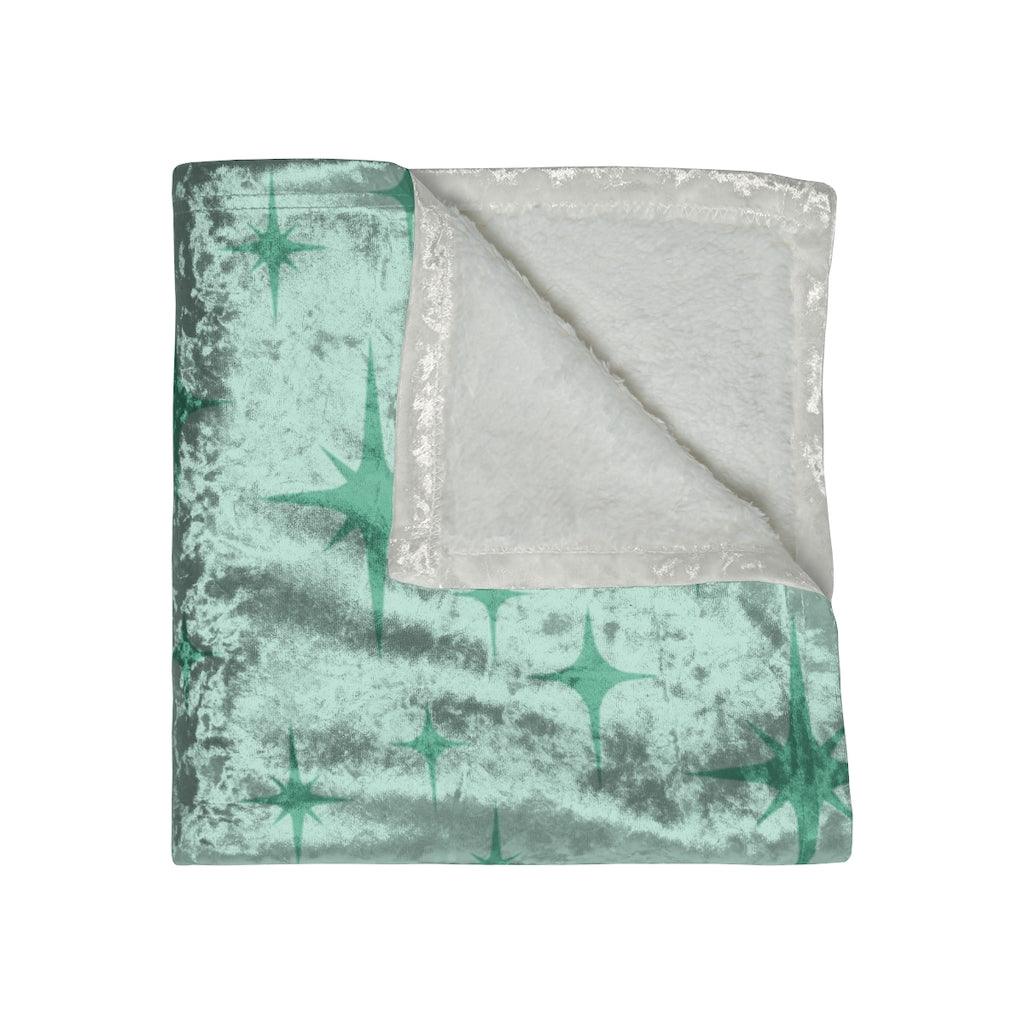 Retro Atomic Starburst Mint Green MCM Crushed Velvet Blanket | lovevisionkarma.com