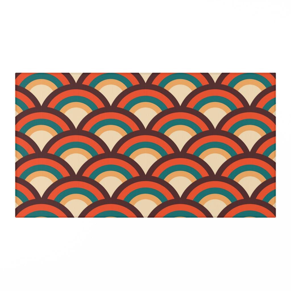 Retro Geometric Wave Pattern MCM Multicolor Anti-Slip Rug | lovevisionkarma.com