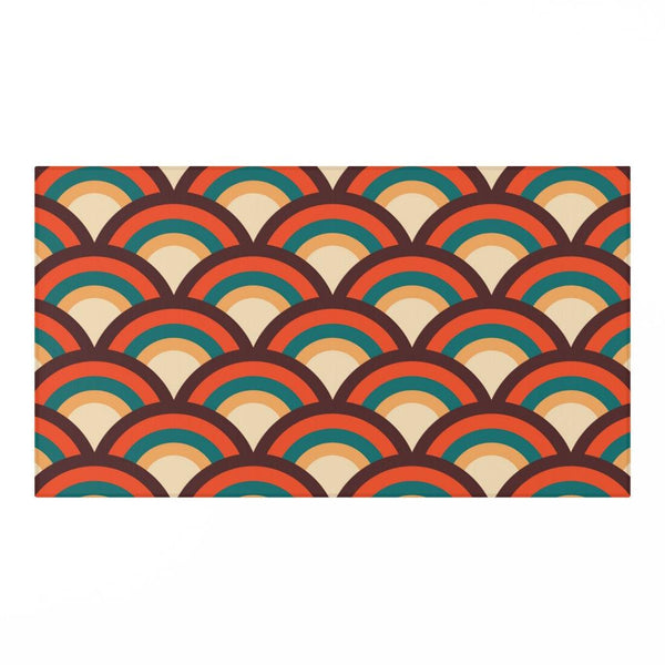 Retro Geometric Wave Pattern MCM Multicolor Anti-Slip Rug | lovevisionkarma.com