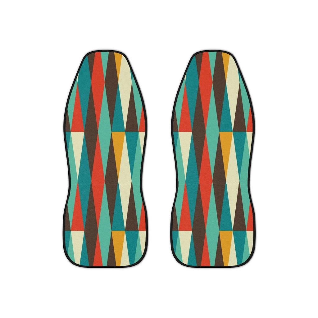 Retro Mid Century Modern Multicolor Diamond Car Seat Covers | lovevisionkarma.com