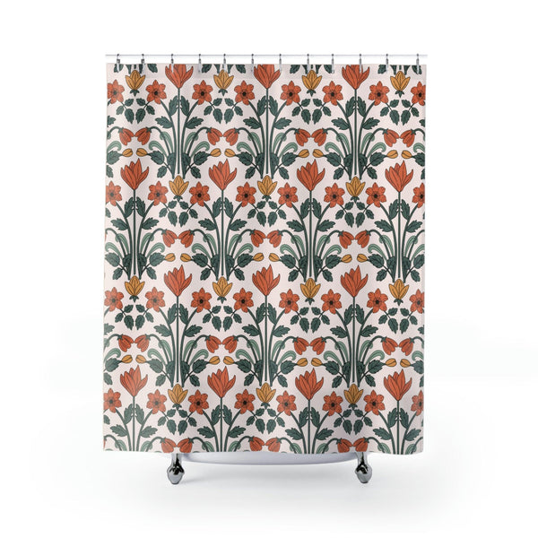 Retro Floral Deco MCM Multicolor Shower Curtain | lovevisionkarma.com