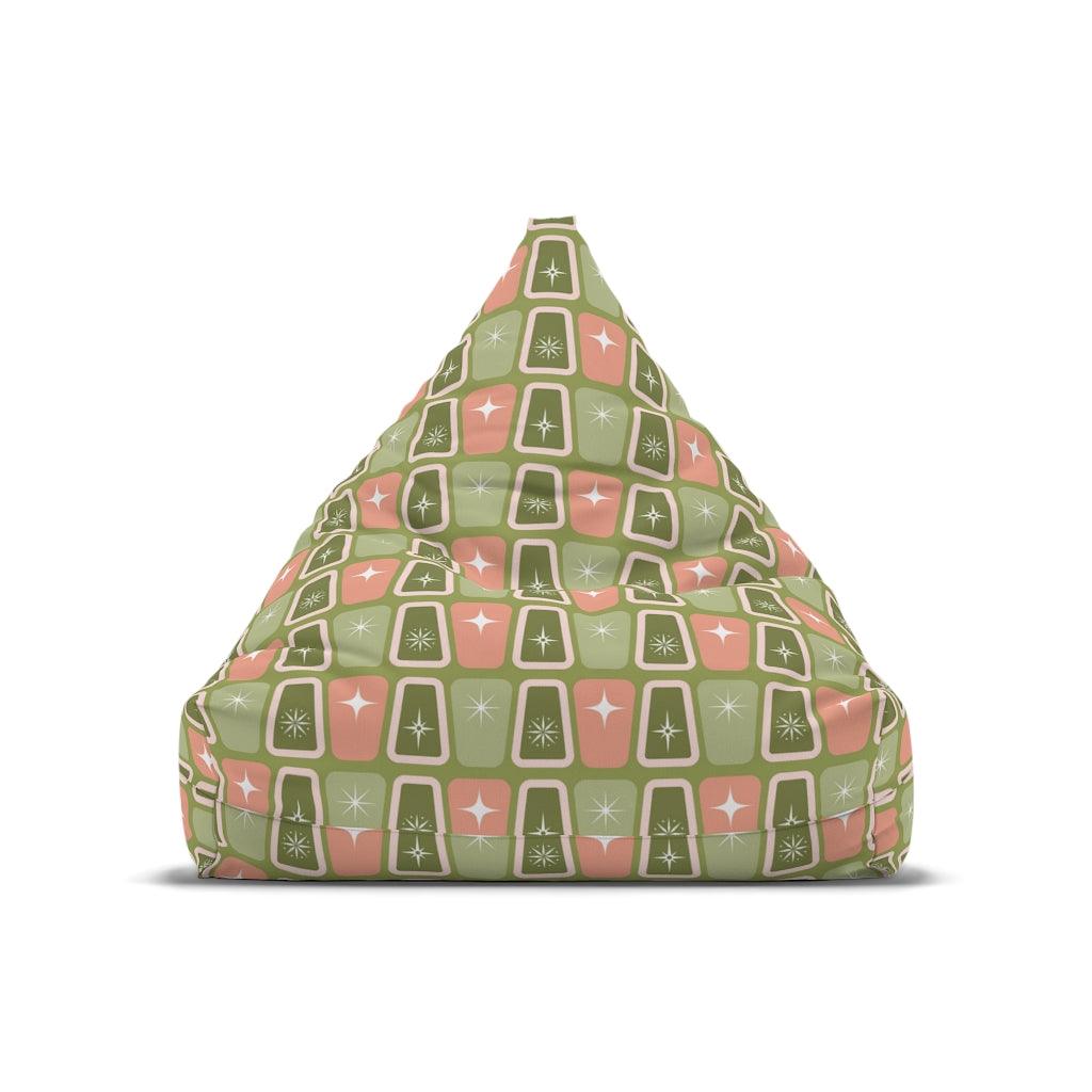 Mid Century Atomic Age Burst, Green & Pink Bean Bag Chair COVER | lovevisionkarma.com