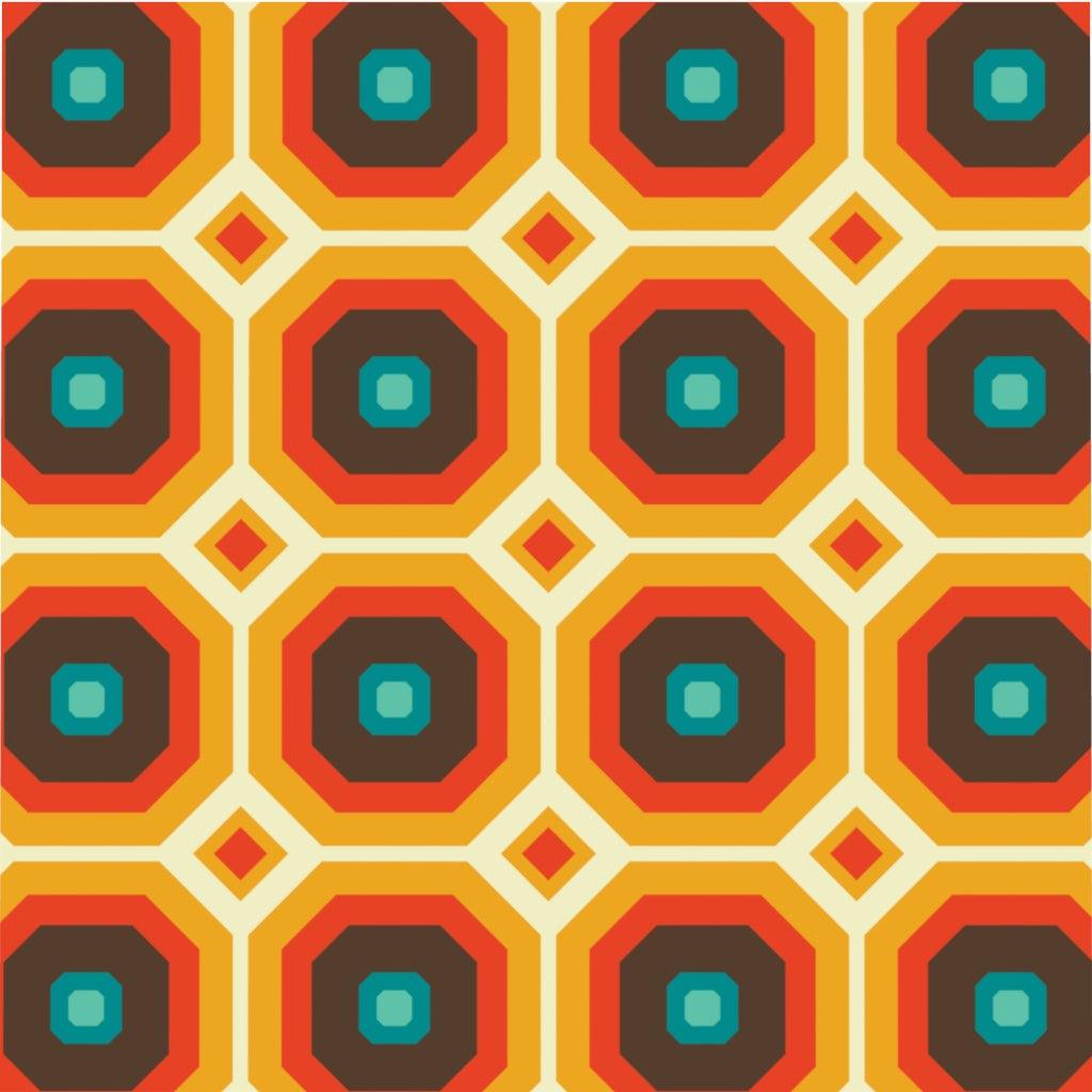 Retro 60s Mid Century Geometric Brown & Orange Duvet Cover | lovevisionkarma.com