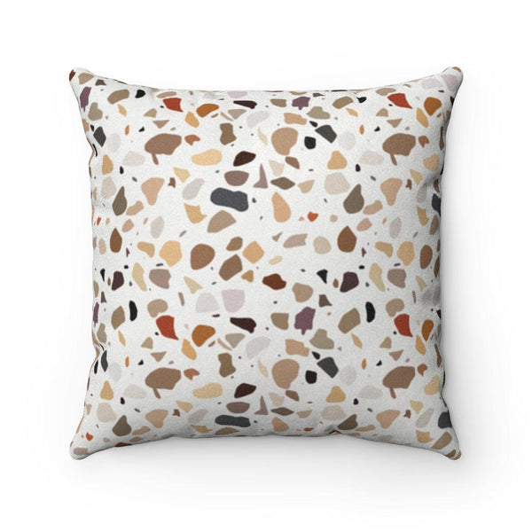Terrazzo Print Brown Modern Minimalist Pillow | lovevisionkarma.com