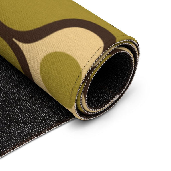 Retro Mid Century Bulbs and Circles Ogee Green Anti-Slip Rug | lovevisionkarma.com