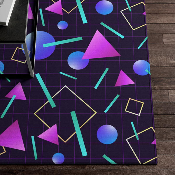 Retro 80s 90s Aesthetic Throwback Indigo and Purple Anti-Slip Rug | lovevisionkarma.com