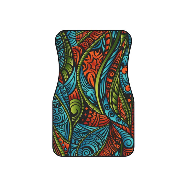 Boho Abstract Retro Orange, Green & Blue Car Mats (Set of 4) | lovevisionkarma.com