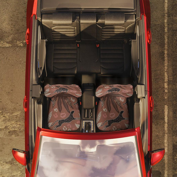 Retro Boho Leopard Pink & Brown Mod Car Seat Covers | lovevisionkarma.com