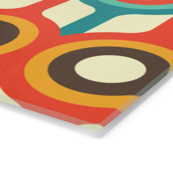 Mid Century Mod Retro Circles Multicolor Glass Cutting Board | lovevisionkarma.com
