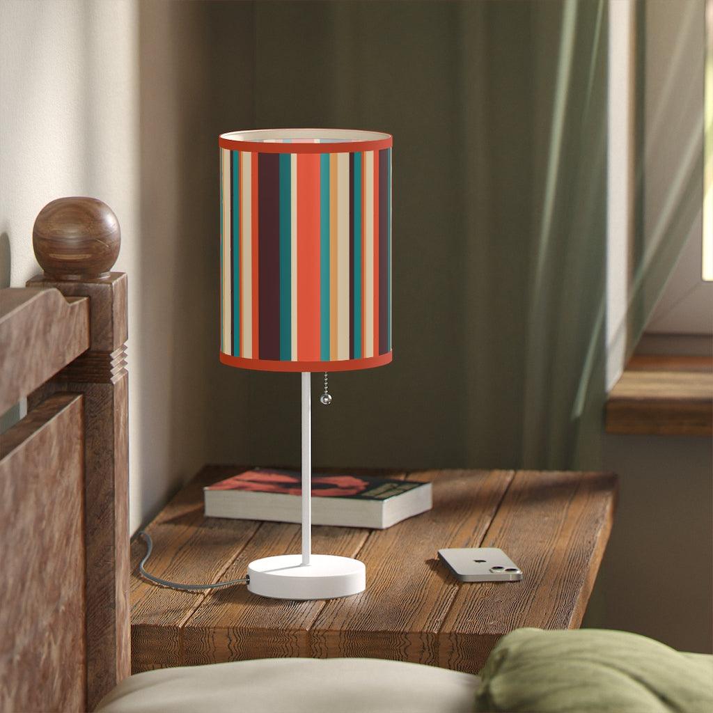 Retro 60s 70s Stripes Multicolor MCM Tabletop Lamp | lovevisionkarma.com